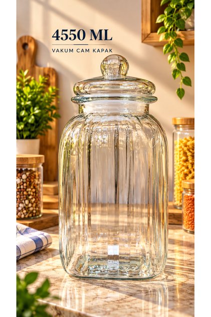 4550 ml Vacuum Glass Food Jar with Lid and Wick, Large Size
