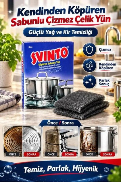 Kendiden Köpüren Sabunlu Çizmez Yün Bulaşık Süngeri Kalaylama Etkili Güçlü Yağ Kir Temizleyici