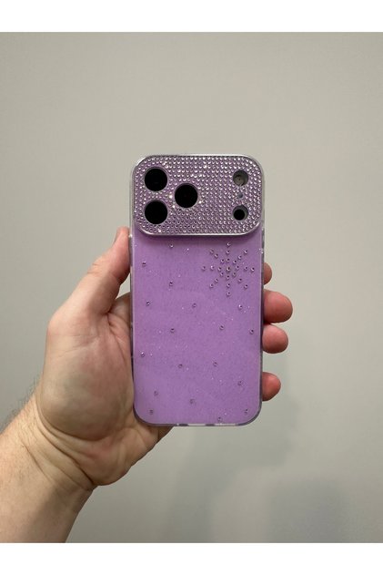 iPhone 18 Pro Compatible Case Shiny Stone Luxury Camera Protected Star Pattern Glittery Purple Silicone Cover