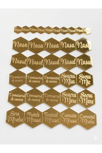 Placute pentru Cocarde decorative din acrilic – roluri invitați 4 cm hexagon