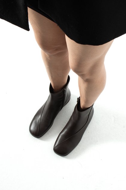 Arın Genuine Leather Black Blunt Toe Flat Daily Women's Boots