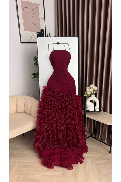 Luxury Evening Dress Dark Burgundy