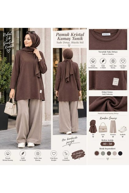 Pamuk Kristal Kumaş Basic Tunik