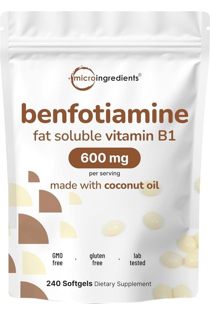 Vitamin B1 Benfotiamine 600mg Per Serving, 240 Coconut Oil Softgels