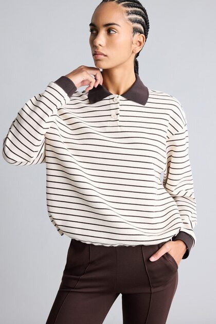 Striped Sportsman Long Sleeve Polo T-Shirt H8531Ax26Au