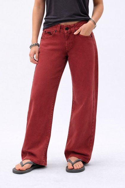 Jasika Red Color Low Waist Jeans