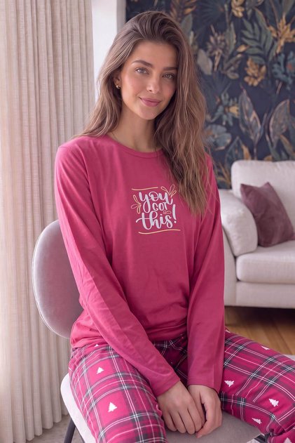 Red This Patterned Cotton Refined Women's Pajama Set