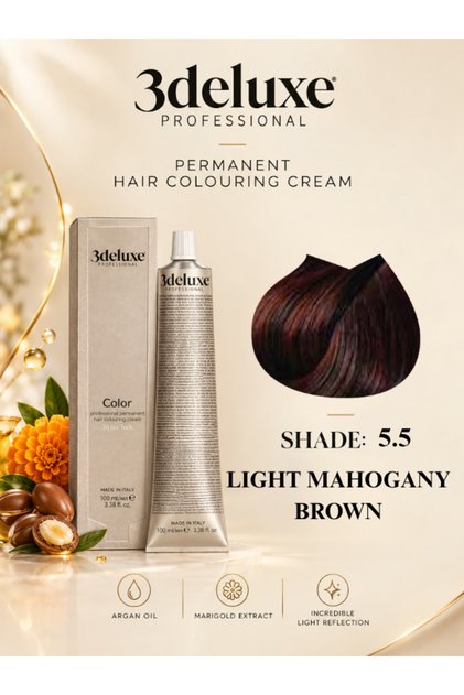Hair Color Cream With Argan Oil & Marigold Extract Light Mahogany Brown 100ml 5.5