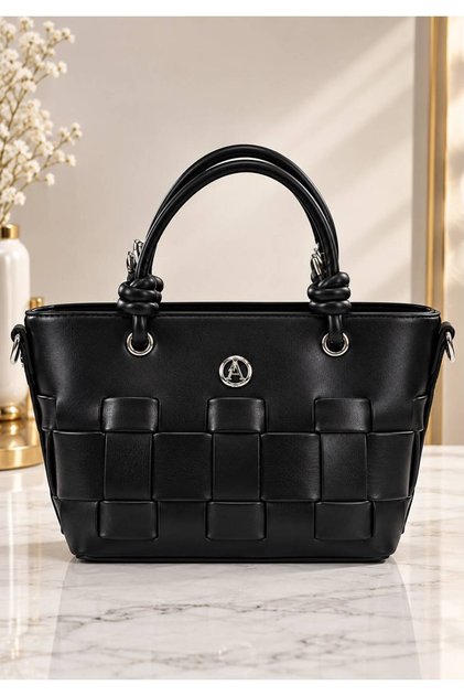 Women's a Quality Black 24X15 cm Hand and Shoulder Bag