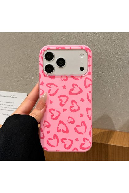 Pink Heart Pattern Cute Design Phone Case Compatible with iPhone 17 Pro Max / 18 Pro Max