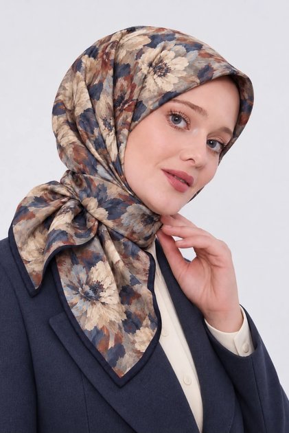 Floral Patterned Cotton Silk Scarf Ls2214