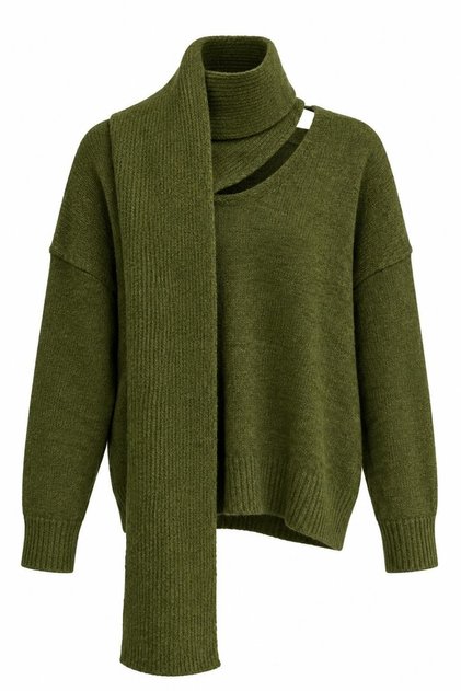 Oversized Knit Sweater with Shawl Detail