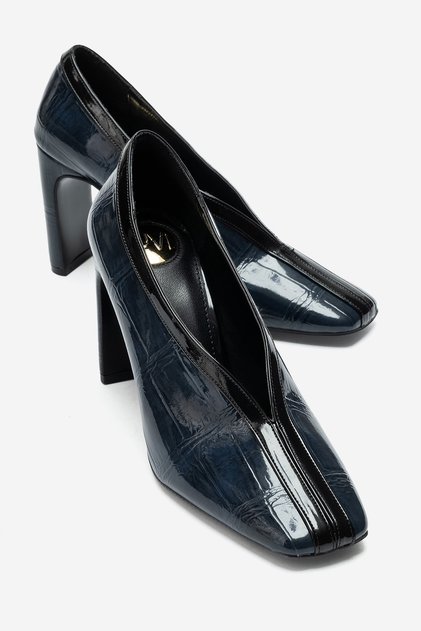 Nore Navy Blue Print Women's Heeled Shoes