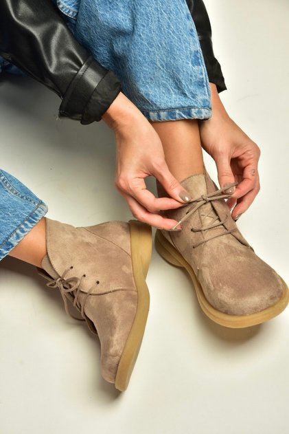 Z996861502 Mink Suede Lace-Up Women's Boots