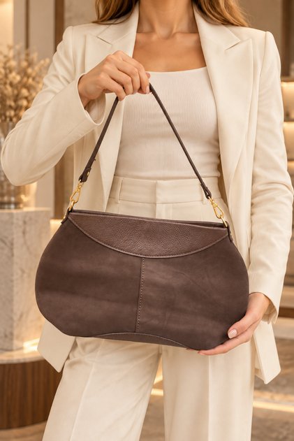 Parma 100% Genuine Italian Leather Premium Quality Stylish, Modern Design Puppy Suede Hand, Shoulder, and Crossbody Bag