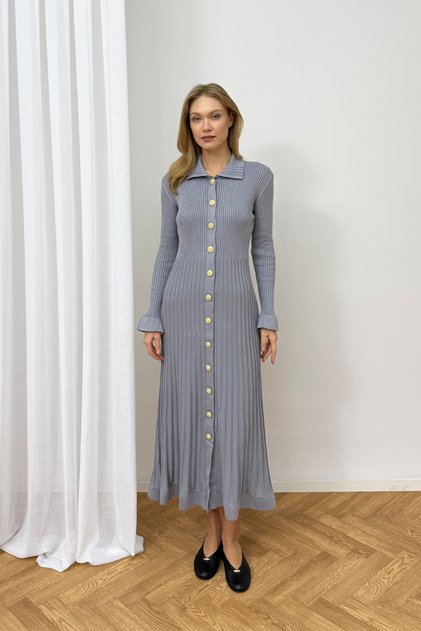 Buttoned Knitwear Dress 94-5001-1