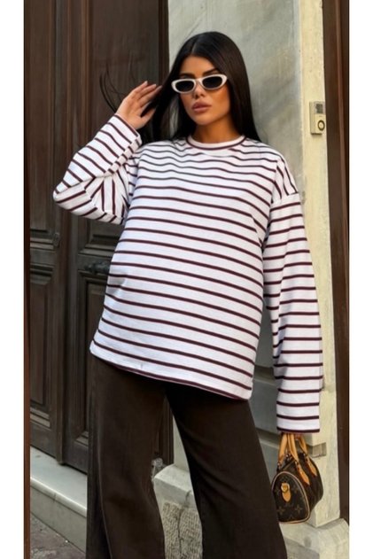 Women's crew neck striped sweatshirt
