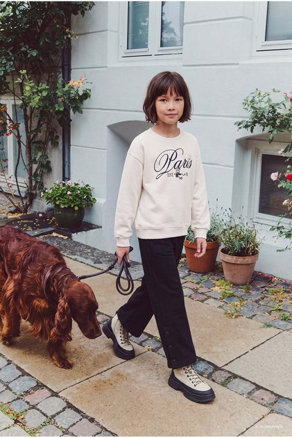 Girls' Loose-Fit Sweatpants with Snap Detail