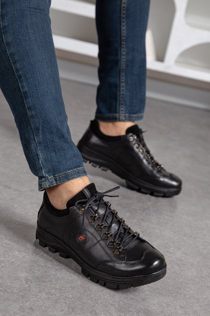 Genuine Leather, Stitched, Water-Resistant, Winter Outdoor Shoes