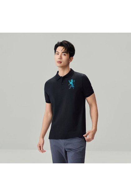 Men’s Slim Fit 3D Lion Embroidery Lycra Pique Polo
