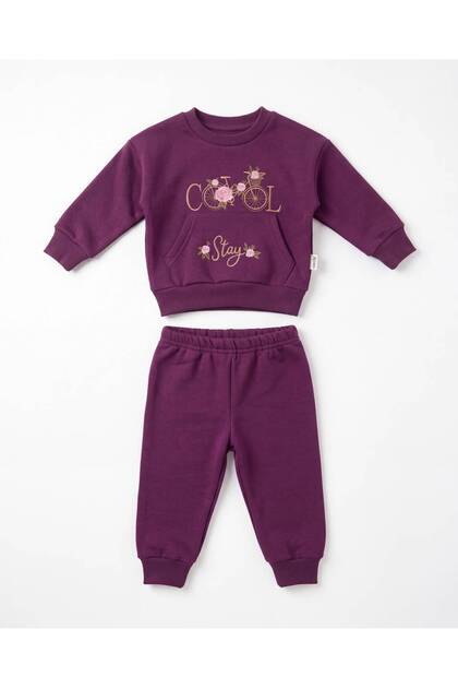 Cool Embroidered Baby Girl Set 3 Threaded 100% Cotton 6-9Months 9-12Months 12-18Months 18-24 Months Top and Bottom 2-Piece Baby Girl Set Winter Baby Set Girl's Sweater Pajamas