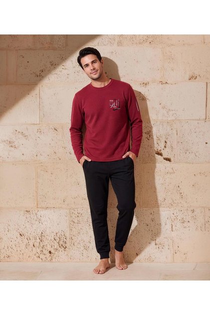 Petek Jacquard Fabric Men's Pajama Set