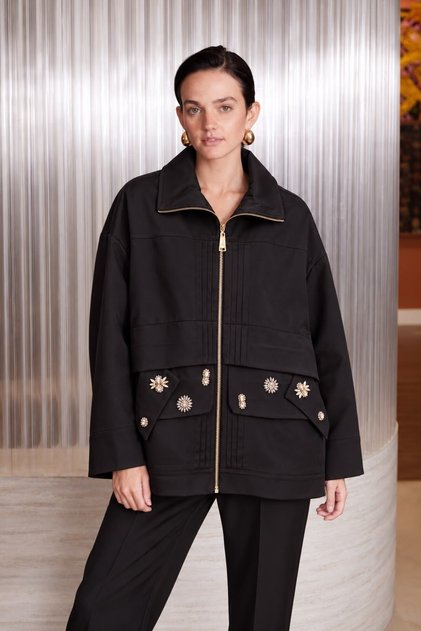 5407 Lıdya Embroidered Zippered Jacket