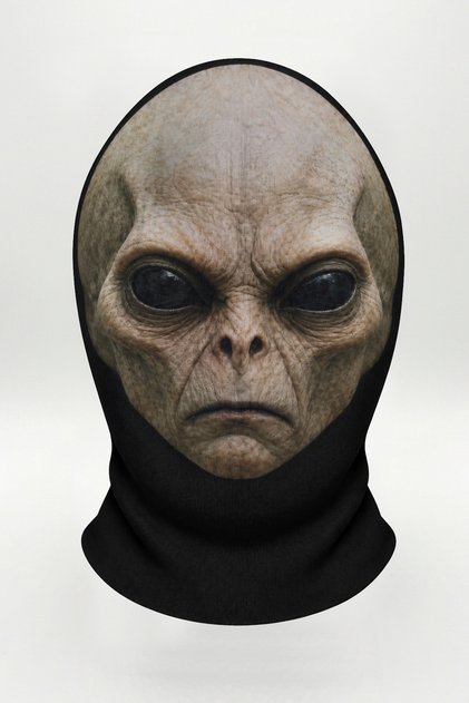Siyah Gözlü Uzaylı Baskılı Cadılar Bayramı Halloween Tam Yüz Yıkanabilir Kumaş Maske