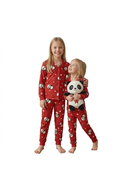 Girl's Cotton Shirt Suede Collar Pajama Set