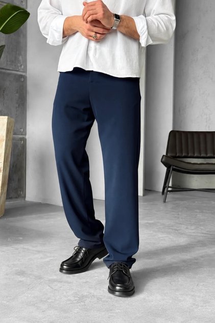 Men's Regular Classic Fabric Trousers - Navy Blue