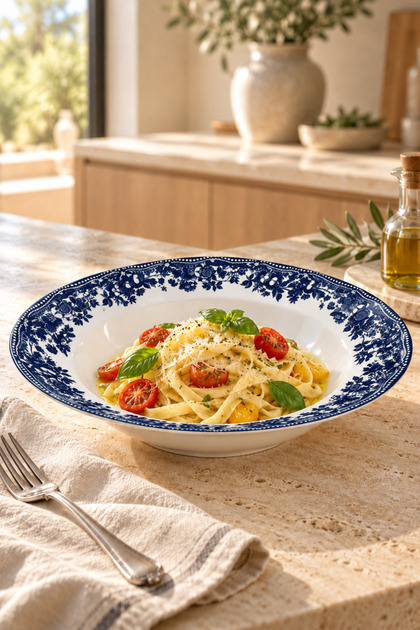 Vintage British Style Floral Pattern Pasta and Salad Bowl 26 cm – Single Large Size Retro Presentation Bowl