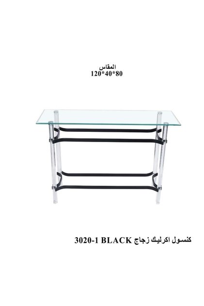 طاولة كونسول فاخرة بسطح زجاجي وقاعدة أكريليك - BLACK ( أسود) 120X40X80 | موفن هوم | MOVEN HOME