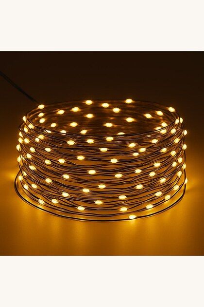 Instalație de lumini cu 200 de becuri LED Fairy Lights pe fir de cupru negru, alb cald, 19,90 m