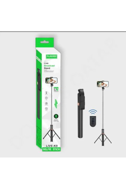 حامل بث مباشر Plokama Live-K9 بطول 170 سم مع إضاءة LED