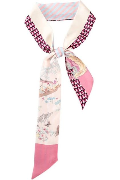 JERLA 100% Mulberry silk Scarf Bag scarf Head Hair Ribbon Handbag Handle wrap Tie Bundle Scarf Necke