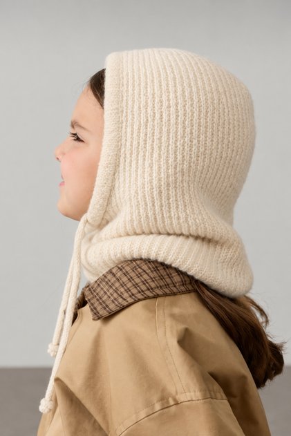 Children's Knitwear Knitted Balaclava Beanie Winter Neck Collar Snow Mask Soft Textured Warm Beanie Hat - Children's Beanie