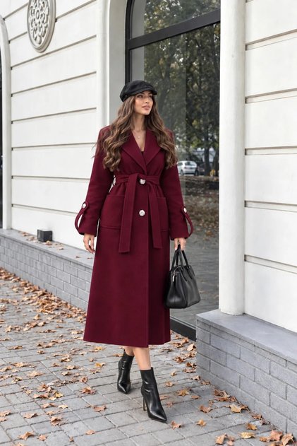 Apolet Detaylı Torba Cepli Kaşe Kaban MA10127 Bordo