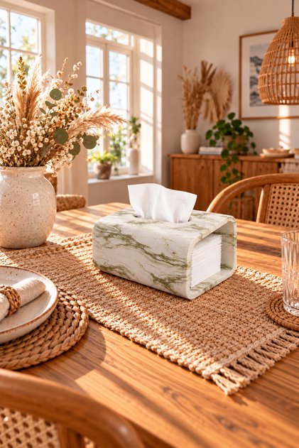 Decorative Concrete Marble Patterned Design Napkin Holder Bohemian Style Napkin Holder for Kitchen, Coffee Table, Dining Table, Restaurant