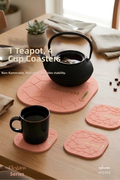 1 Coaster and 4 Coasters Set - Powder Pink