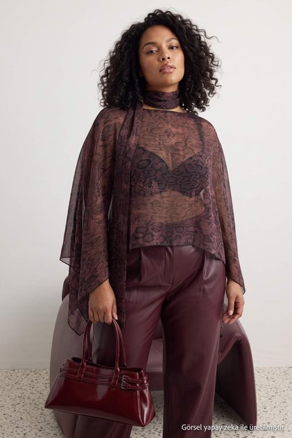 Multicolored Chiffon Woven Plus Size Blouse