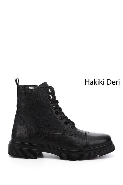 Men's Black Floater Zippered Genuine Leather Boots