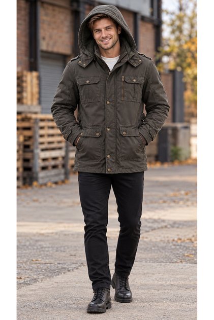 Men's Khaki Plus Size Waterproof Thick Coat
