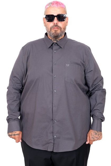 Mode XL Large Size Men's Classic Pocket Shirt Lycra 20350 Smoked