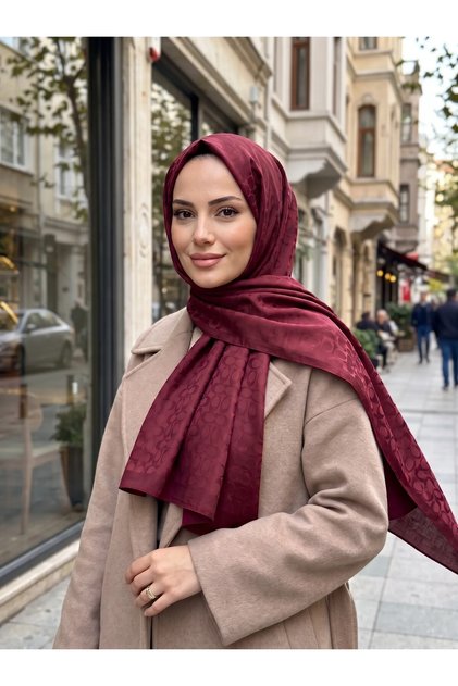 Pamuk Jakarlı Şal Halka Desen Kadın Tesettür Başörtüsü 70x190 cm