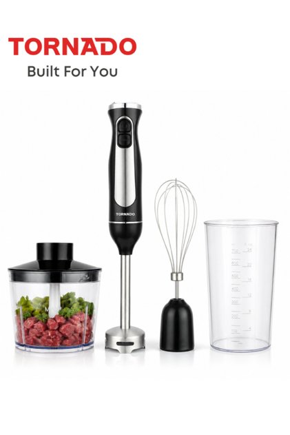 4-in-1 Immersion Hand Blender 600W -Variable Stepless Speed Control, Includes Stainless Steel Blending Shaft, 500ml Chopper, Egg Whisk & 600ml Beaker (THB5405-GS),