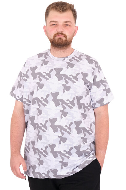 Fashion XL Large Size Men's T-Shirt Crew Neck Dore U25034 Black Camouflage