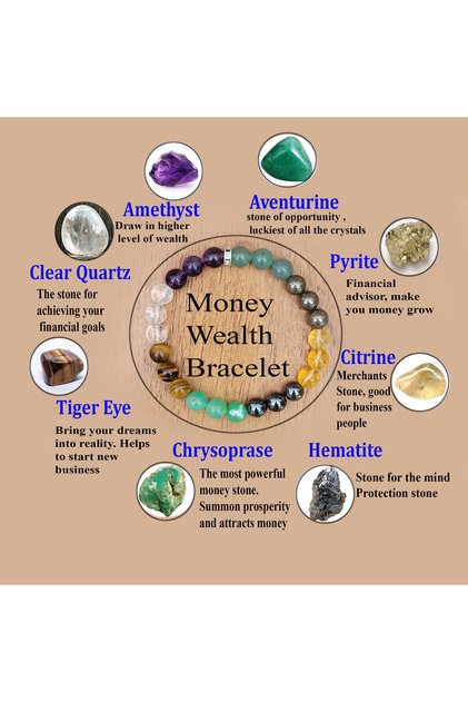 MULTI 19.2cm Money Wealth Bracelet, 8 colors Bracelet, Beaded Bracelet, Elastic Bracelet, 1pc