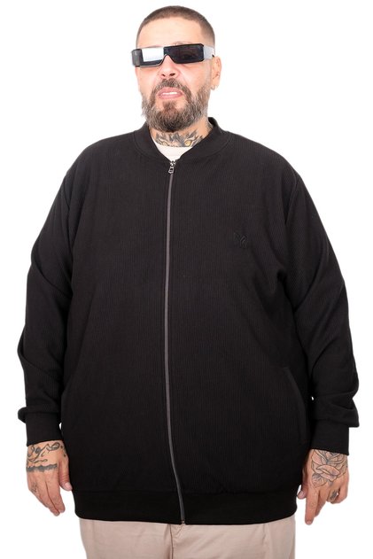 Mode XL Large Size Cardigan with Zipper U25824 Black