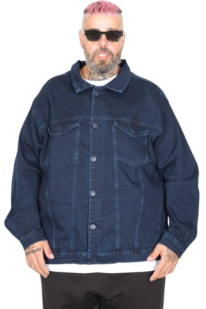 Fashion XL Large Size Men's Denim Coat Lopez 22800 Navy Blue