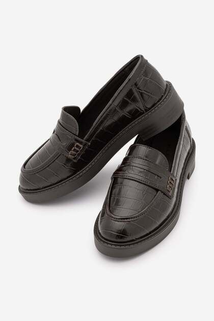 Women's Loafer Daily Classic Shoes Casual Moccasin Fonle Brown Croco